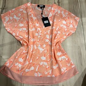 DKNY Women's Peach Floral Top